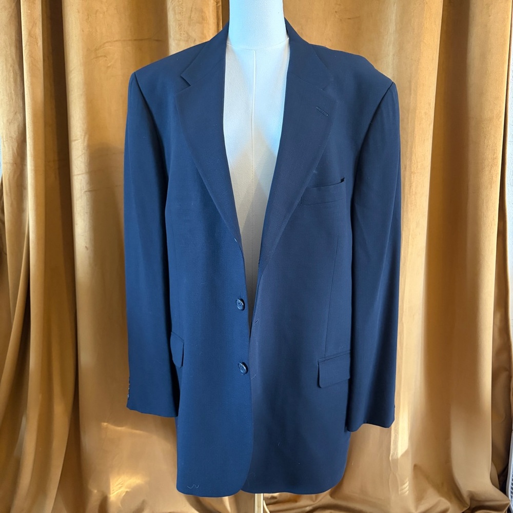 Vintage Luxury Navy Power Blazer Old Money Minimalist Tailored Unisex Suit Coat